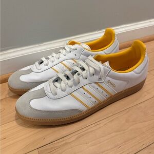 Adidas Samba White, Gray, and Yellow Sneakers